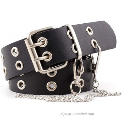 Punk Rock PU Leather Belt Double Grommet Novelty With Chain Women at  Women’s Clothing store