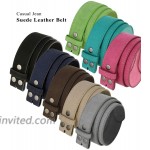 Rounded Edge Buckle Casual Jean Suede Leather Belt 1 1 2 Wide for Women at Women’s Clothing store