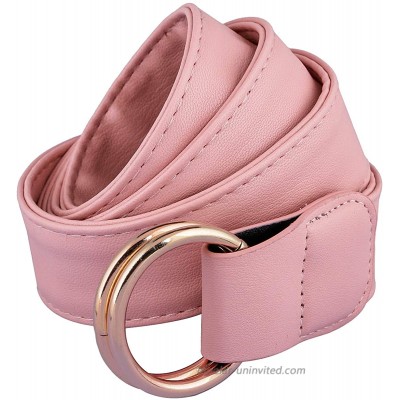Samtree Double O-Ring PU Leather Dress Belt for Women Adjustable Solid Color Cinch Waistband Pink at  Women’s Clothing store