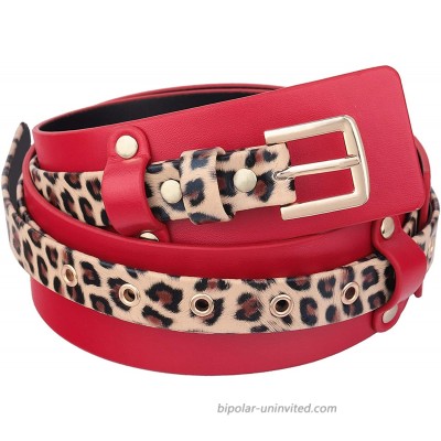 Samtree PU Leather Leopard Print Waist Belt for Women Adjustable Wide Cinch Dress Belt with Removable Cheetah Skinny Belt Red at  Women’s Clothing store