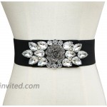 SanJL Women's Elastic Stretch Waist Belt for Dress Crystal Waistband White at Women’s Clothing store