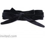 Shengweiao Women's Soft Velvet Wrap Around Self Tie Waist Belt Black at Women’s Clothing store
