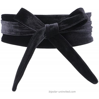 Shengweiao Women's Soft Velvet Wrap Around Self Tie Waist Belt Black at  Women’s Clothing store