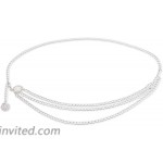 Silver Chain Belts for Women Hearts and Multilayer 2 Sizes 2 Pack at Women’s Clothing store