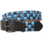 Snap On 1 1 2 Blue & Black Checkerboard Punk Rock Studded Belt at Men’s Clothing store