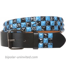 Snap On 1 1 2 Blue & Black Checkerboard Punk Rock Studded Belt at  Men’s Clothing store