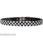 Snap On 1 1 2 White & Black Checkerboard Punk Rock Studded Belt at Women’s Clothing store