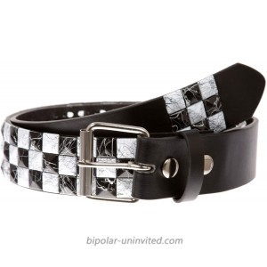 Snap On 1 1 2 White & Black Checkerboard Punk Rock Studded Belt at  Women’s Clothing store