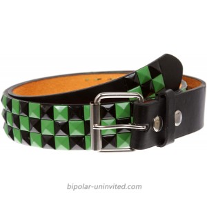 Snap On Punk Rock Black & Green Star Studded Checker Board Pattern Leather Belt at  Women’s Clothing store