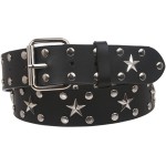 Snap On Silver Star and Circle Studded Belt at Women’s Clothing store