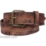 Snap On Soft Hand Floral Embossed Vintage Cowhide Full Grain Leather Casual Belt at Women’s Clothing store