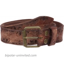 Snap On Soft Hand Floral Embossed Vintage Cowhide Full Grain Leather Casual Belt at  Women’s Clothing store