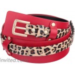 Sportmusies Women's Leopard PU Leather Belt for Dress Wide Waist Cinch Belts at Women’s Clothing store