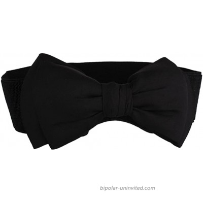 SportsWell Women's Fashionable Bowknot Wide Belt Girls Lady Stretch Cinch Dress Waistband Black at  Women’s Clothing store