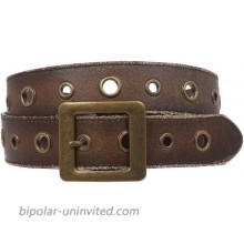 Square Buckle Grommets Vintage Distressed Leather Jean Belt at  Women’s Clothing store