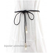 SUNFANI Women Trendy Boho Skinny Waistband for Dress Knotted waist chain dress woven waist rope Black