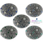 Swarovski rhinestone Crystal Belt Buckle Antique Brass Oval Floral Engraved Buckle Montana at Women’s Clothing store