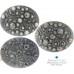 Swarovski rhinestone Crystal Belt Buckle Antique Brass Oval Floral Engraved Buckle Montana at Women’s Clothing store