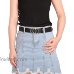 Tanpie Women's Skinny Leather Belt Dress Waist Belts with Metal Buckle at Women’s Clothing store