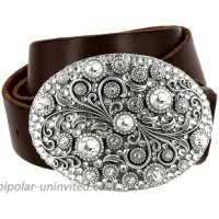 Timeless Tranquility Swarovski Crystal Floral Buckle Genuine Leather Belt for Women at  Women’s Clothing store