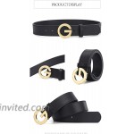 Toptim 2 Pack Women's Faux Leather Belts for Jeans Belt with Gold Buckle Black & Brown Medium Fits Waist From 30“-33” at Women’s Clothing store