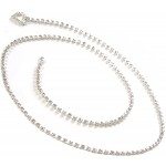 Topwholesalejewel Silver Crystal Chain Belt with Heart Shape Rhinestones End 39 inch Long