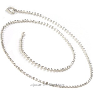 Topwholesalejewel Silver Crystal Chain Belt with Heart Shape Rhinestones End 39 inch Long