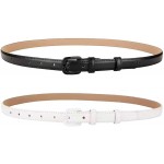 Tronjori Womens Leather Belt Skinny Belts for Jeans Pants 2pcs pack at Women’s Clothing store