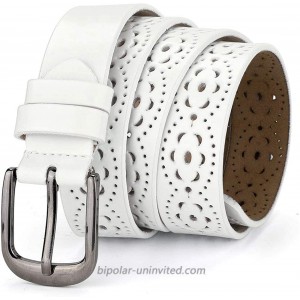 uxcell Hollow Floral Retro Vintage Faux Leather Belt With Buckle for Women White 24-46 waist at  Women’s Clothing store