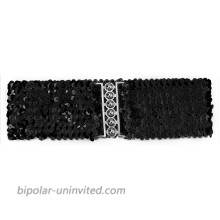 uxcell Ladies Sequins Decor Metal Interlocking Buckles Elastic Waist Belt