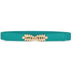 uxcell Women Leaf Shaped Interlocking Buckle 2.5cm Wide Stretch Cinch Belt Teal Green One Size at Women’s Clothing store Apparel Belts