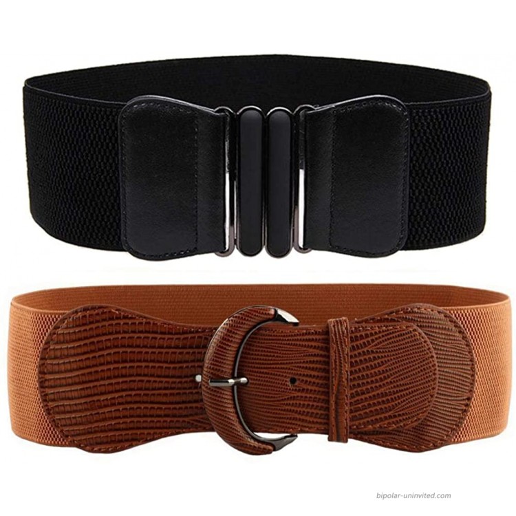 VOCHIC 2pcs Wide Elastic Plus Size Women Waist Belts for Ladies Dresses Thick Stretch Waistband at Women’s Clothing store