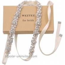 WEZTEZ Crystal Wedding Belt Thin Bridal Belt Bridesmaid Sash with Rhinestones Pearls for Women Dress Accessories Sliver-ivory at  Women’s Clothing store