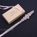 WEZTEZ Rhinestone Bridal Belts and Sashes Clear Crystal Pearl Wedding Belt for Bride Dress Rose gold-blush at Women’s Clothing store