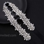 Weztez Silver Rhinestones Bridal Sash Belt with Black Ribbon Clear Crystal Wedding Belt Pearl for Bride DressSliver-black at Women’s Clothing store