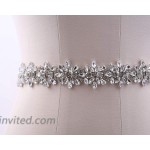 Weztez Silver Rhinestones Bridal Sash Belt with Black Ribbon Clear Crystal Wedding Belt Pearl for Bride DressSliver-black at Women’s Clothing store