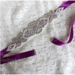 Wincspace Crystal Rhinestone Wedding Bridal Bridesmaid Belt Wedding Dress Belt purple at Women’s Clothing store