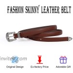 Women Adjustable Leather Skinny Belt Fashion Thin Waist Belt for Dress for Jeans B-coffee at Women’s Clothing store