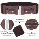 Women Elastic Vintage Wide Belt Stretchy Retro Wide Waist Belt with Metal Buckle at Women’s Clothing store