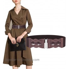 Women Elastic Vintage Wide Belt Stretchy Retro Wide Waist Belt with Metal Buckle at  Women’s Clothing store