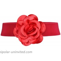Women Girls Big Flower Belt Cute Design Wide Elastic Waist Band Waist Décor Multi-colors red at  Women’s Clothing store