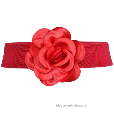 Women Girls Big Flower Belt Cute Design Wide Elastic Waist Band Waist Décor Multi-colors red at  Women’s Clothing store