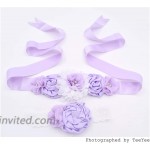 Women Girls’ Bridal Sash Belt With Rhinestone And Flower Baby Girl Belt Lace Headband Set Violet at Women’s Clothing store