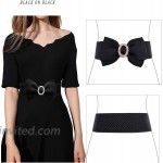 Women Girls Fashion Big Bowknot Buckle Adjustable Elastic Wide Waist Belt one size black at Women’s Clothing store
