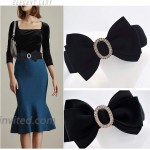 Women Girls Fashion Big Bowknot Buckle Adjustable Elastic Wide Waist Belt one size black at Women’s Clothing store
