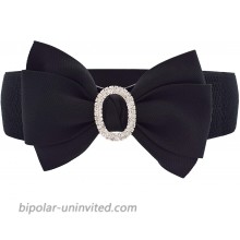 Women Girls Fashion Big Bowknot Buckle Adjustable Elastic Wide Waist Belt one size black at  Women’s Clothing store