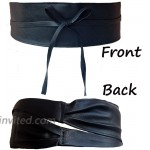 Women Leather Obi Belt Wide Waist Belt 2 PACK Fashion Leatherette Waistband Belt Dress Belt Black & Brown at Women’s Clothing store