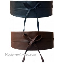 Women Leather Obi Belt Wide Waist Belt 2 PACK Fashion Leatherette Waistband Belt Dress Belt  Black & Brown  at  Women’s Clothing store