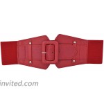Women Obi Belt Vintage Wide Elastic Waist Band Adjustable Stretchy Cinch Belt red at Women’s Clothing store