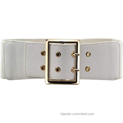 Women's 2.95″ Wide Elastic Stretch Waist Belt Retro Vintage Cinch Belt For DressWhite at  Women’s Clothing store